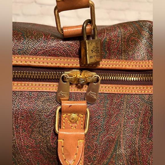 Etro Brown Paisley Arnica Duffel with Tan Leather Trim - Gorgeous! - Picture 3 of 15